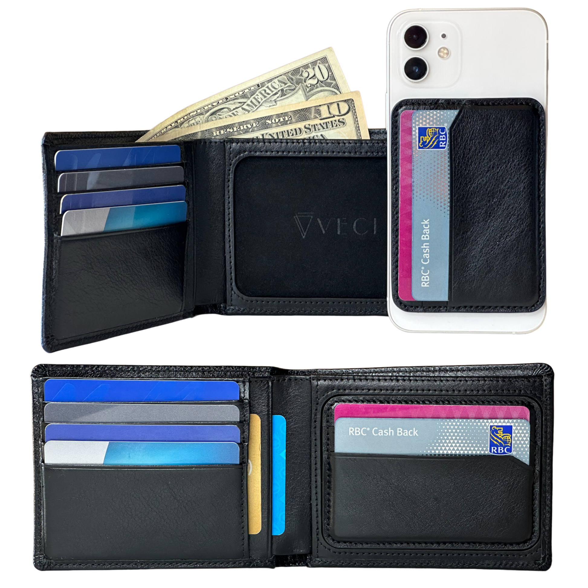 6 Card Slot Money Clip Wallet in Panama in navy